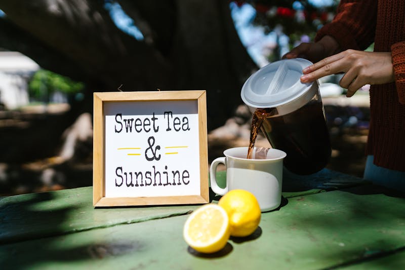 House-brewed Southern sweet tea with lemon